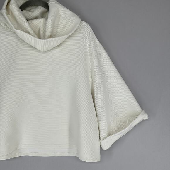 Varley Milwood Ribbed Cowl Pullover Women’s Size Large White Cropped Sweater - Picture 4 of 12